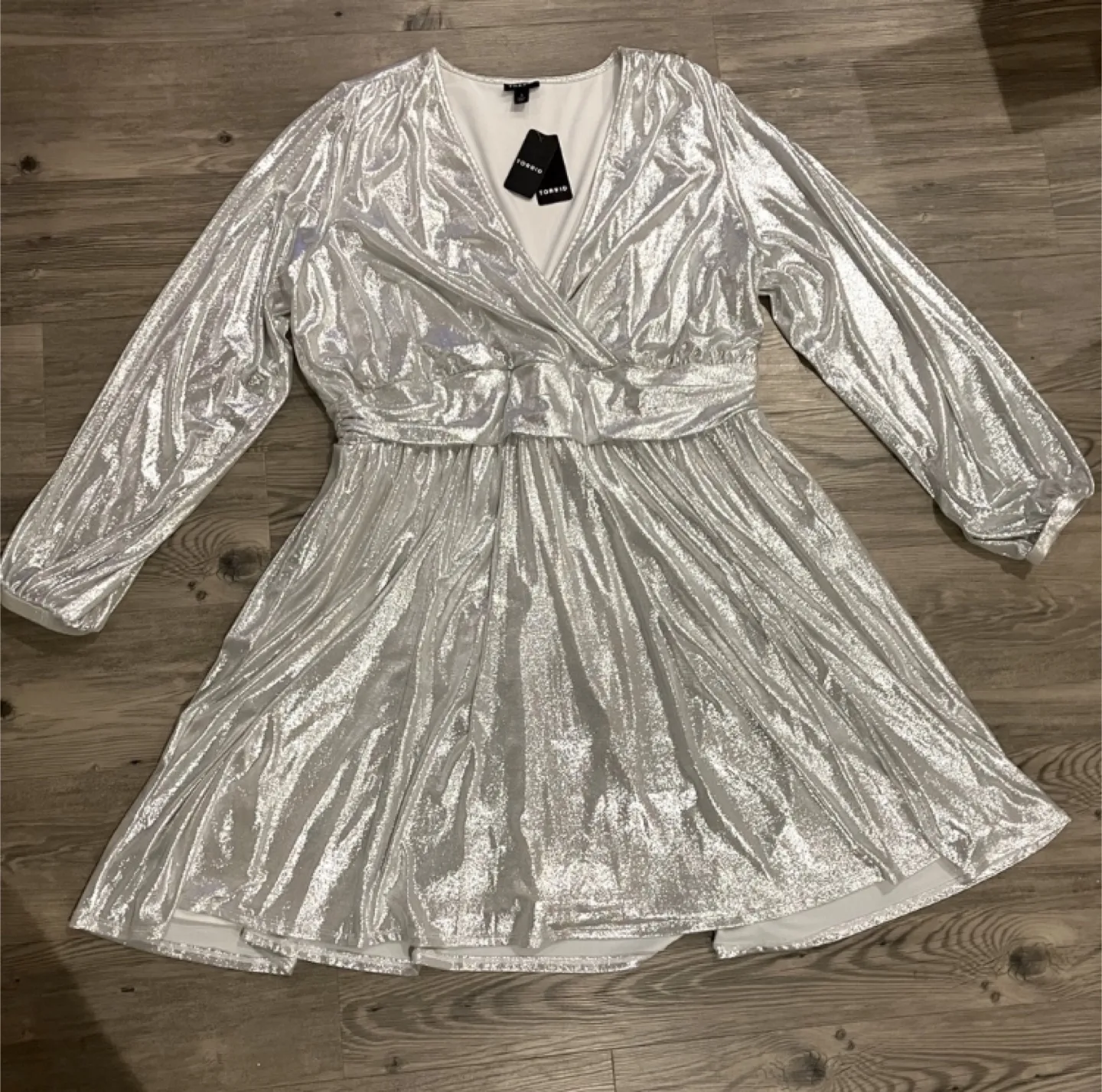 New 1X Long Sleeve Silver Dress image indicator(6)