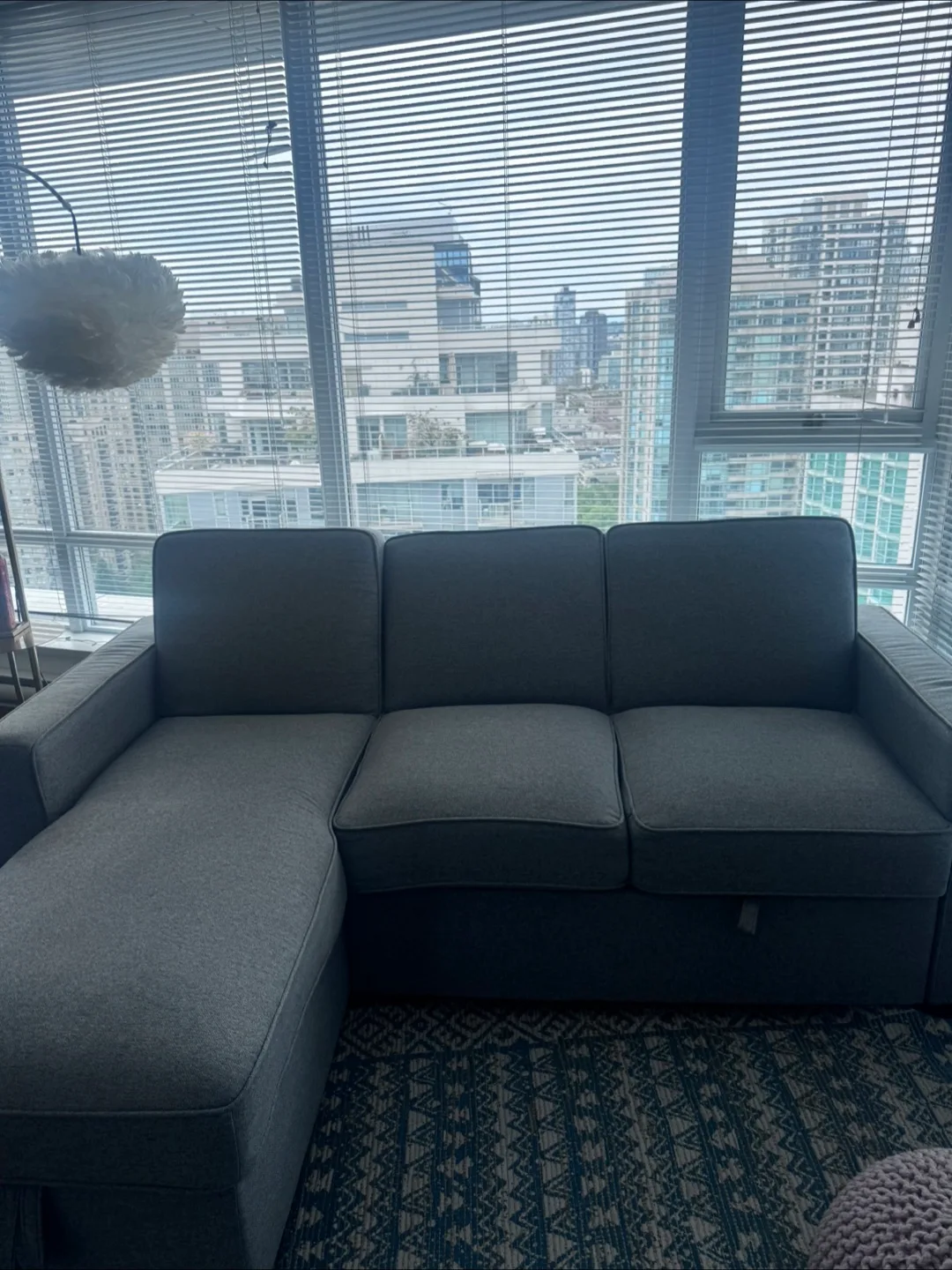 Grey Sectional Sofa with Pull-Out Bed- Selling for July end thumbnail