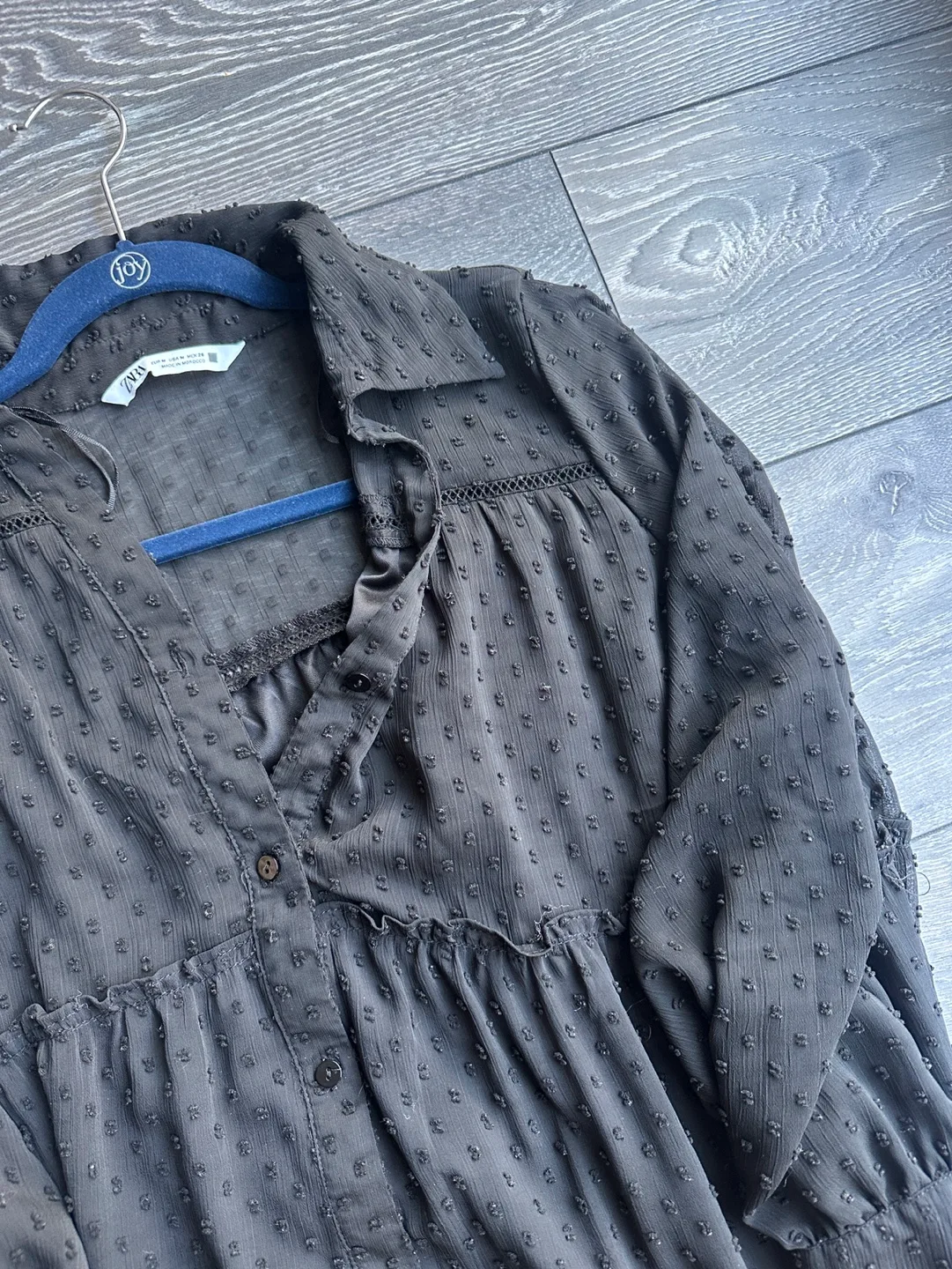 FREE Zara Black Flowy Mini Dress - Size M thumbnail