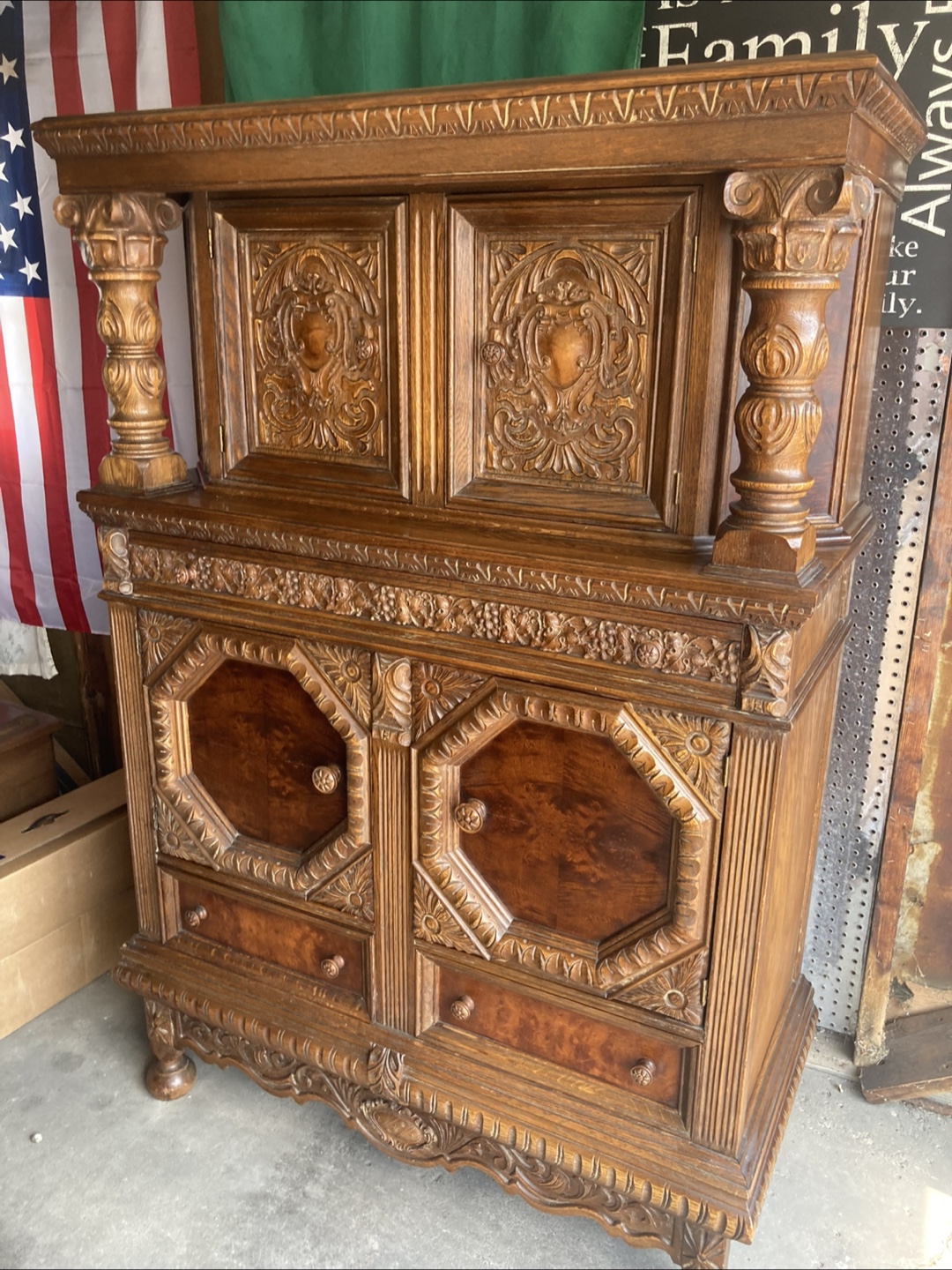 Antique Ornate Wooden Cabinet