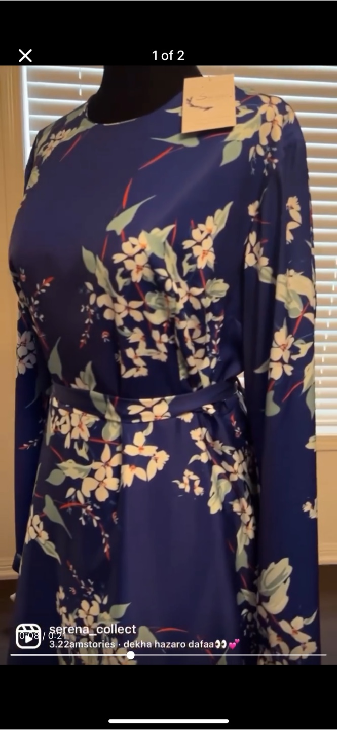 Floral Print Long Sleeve Dress - Blue - photo 3