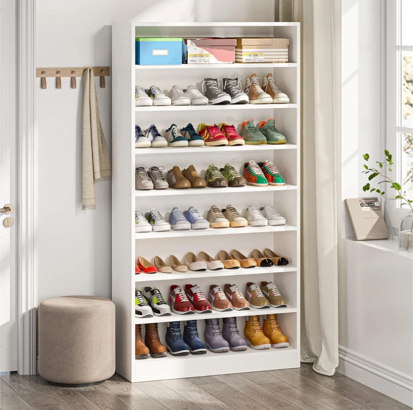 New open box White Shoe Rack Organizer Cabinet 70.8 inch thumbnail