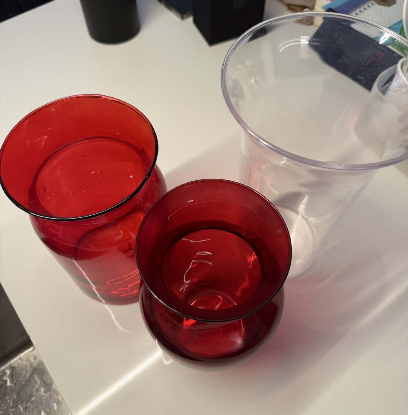Red and Clear Glass Vases - photo 2