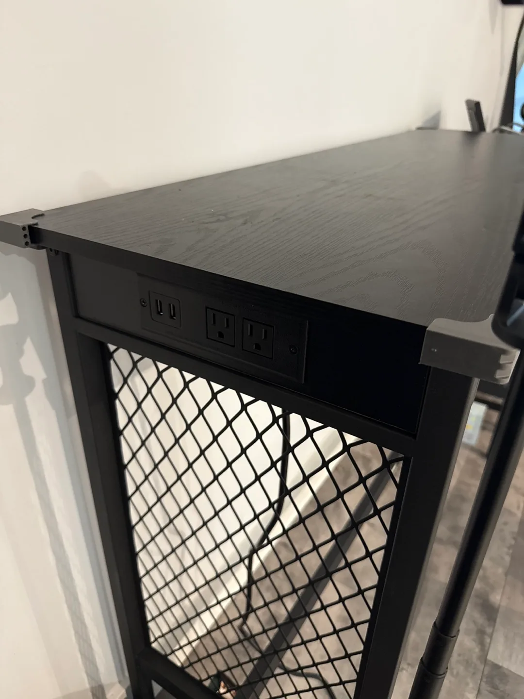 Black Metal Desk with USB Ports thumbnail