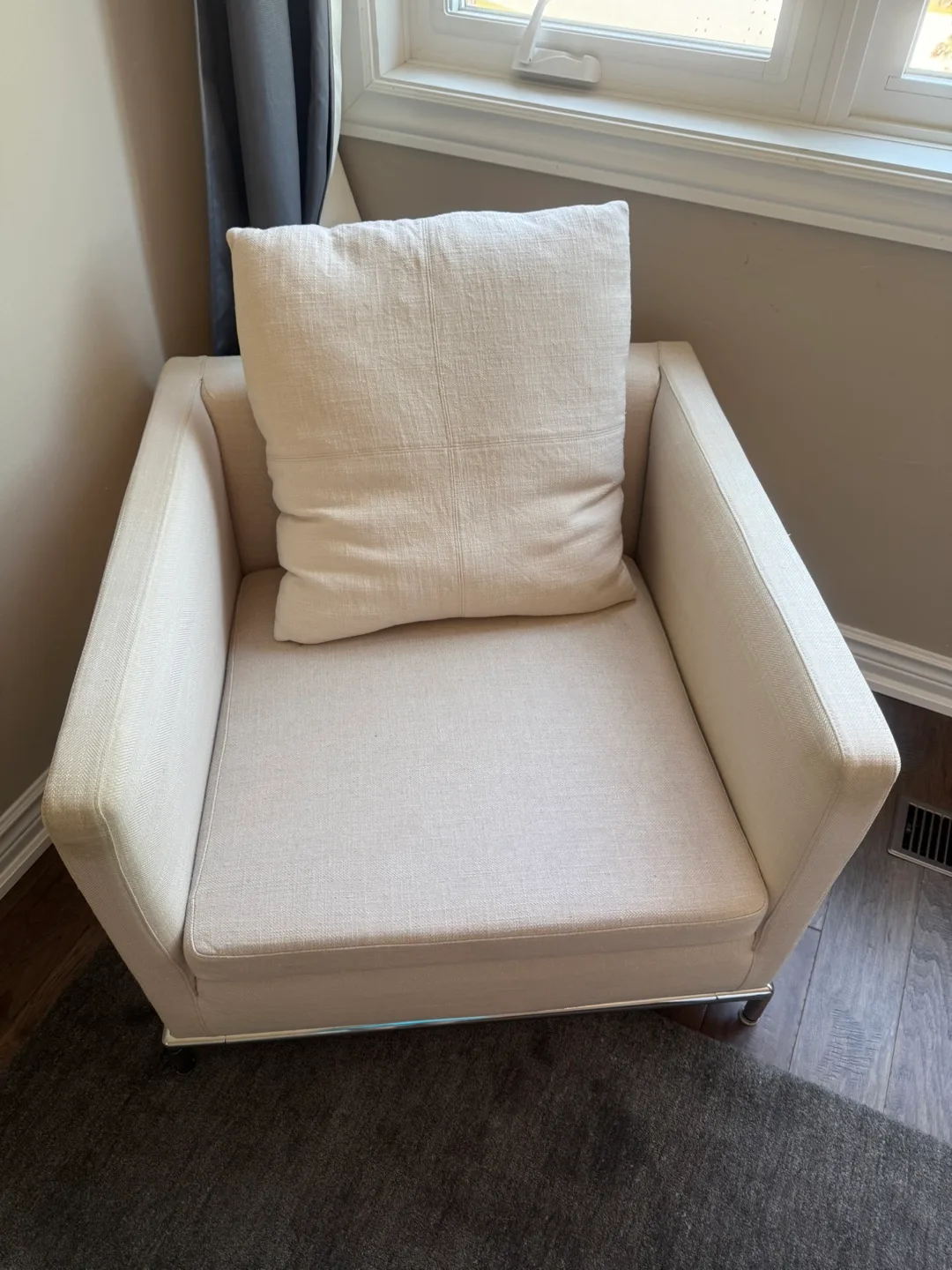 Beige Armchair with Pillow thumbnail