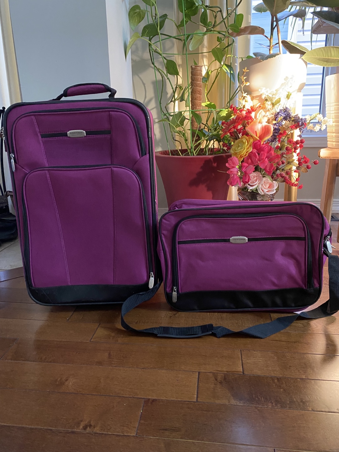 Sonoma Purple Luggage Set - Carry-on & Shoulder Bag