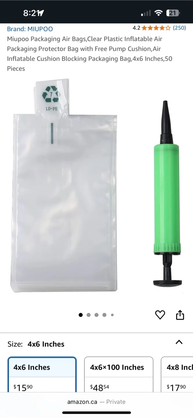 Clear Plastic Inflatable Air Packaging Protector Bag thumbnail