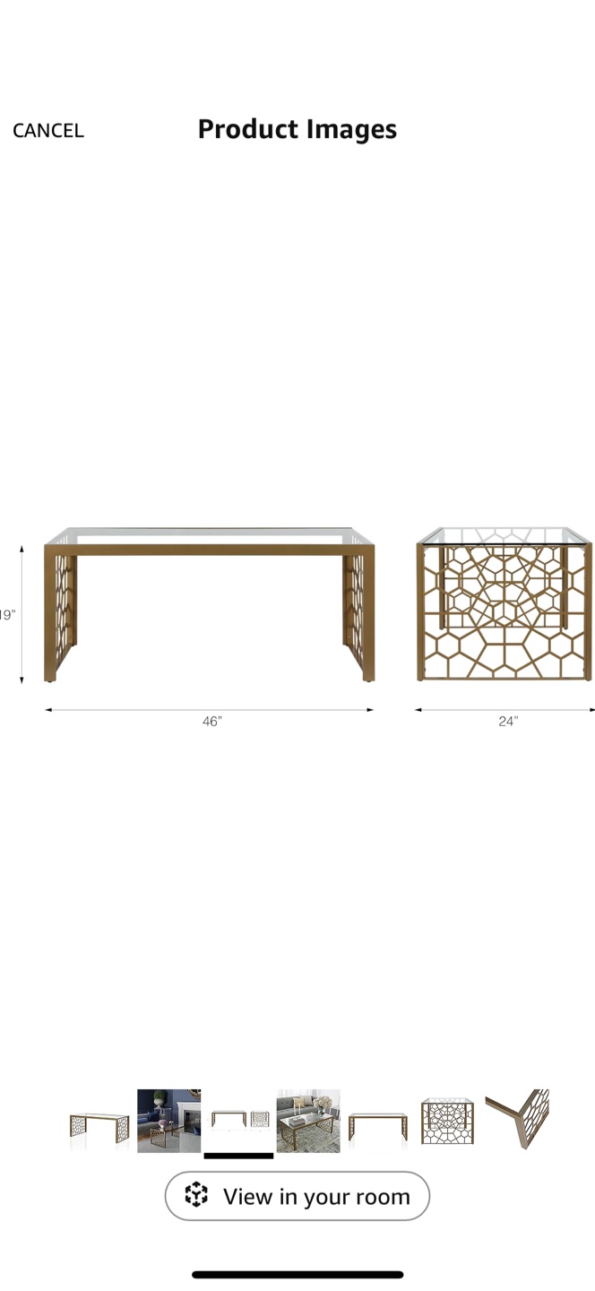 Gold Metal & Glass Coffee/End Table Set - photo 2