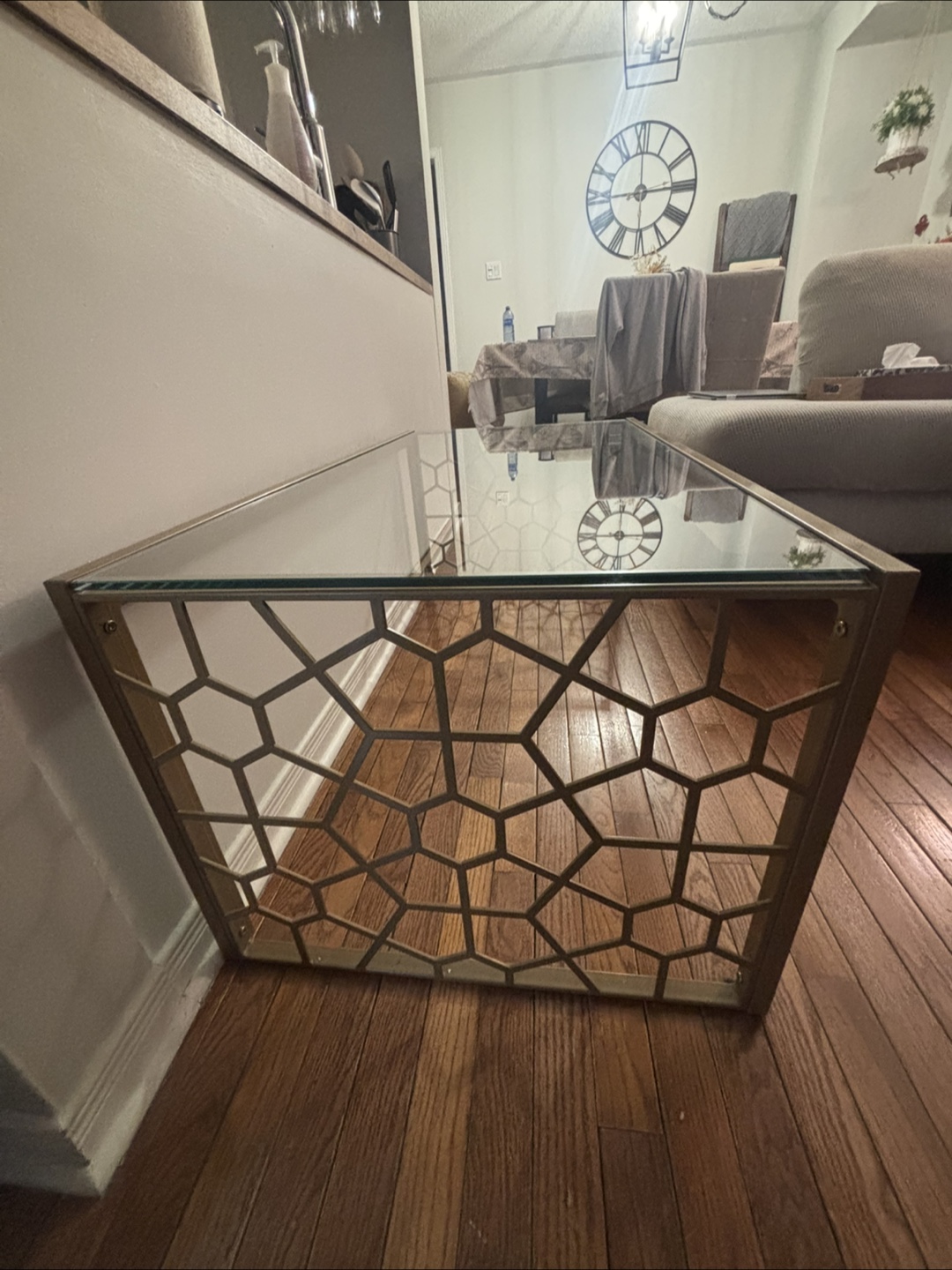 Gold Metal & Glass Coffee/End Table Set - photo 3