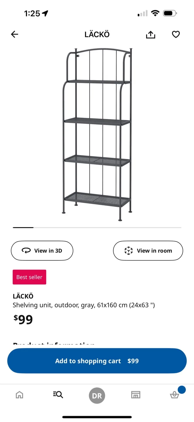 IKEA LÄCKÖ Shelving Unit, Outdoor, Gray image indicator(3)