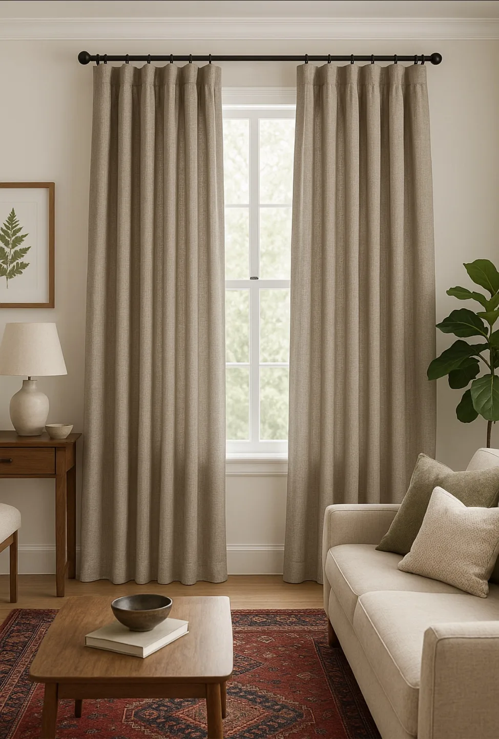 Three pieces Taupe Window Curtains thumbnail