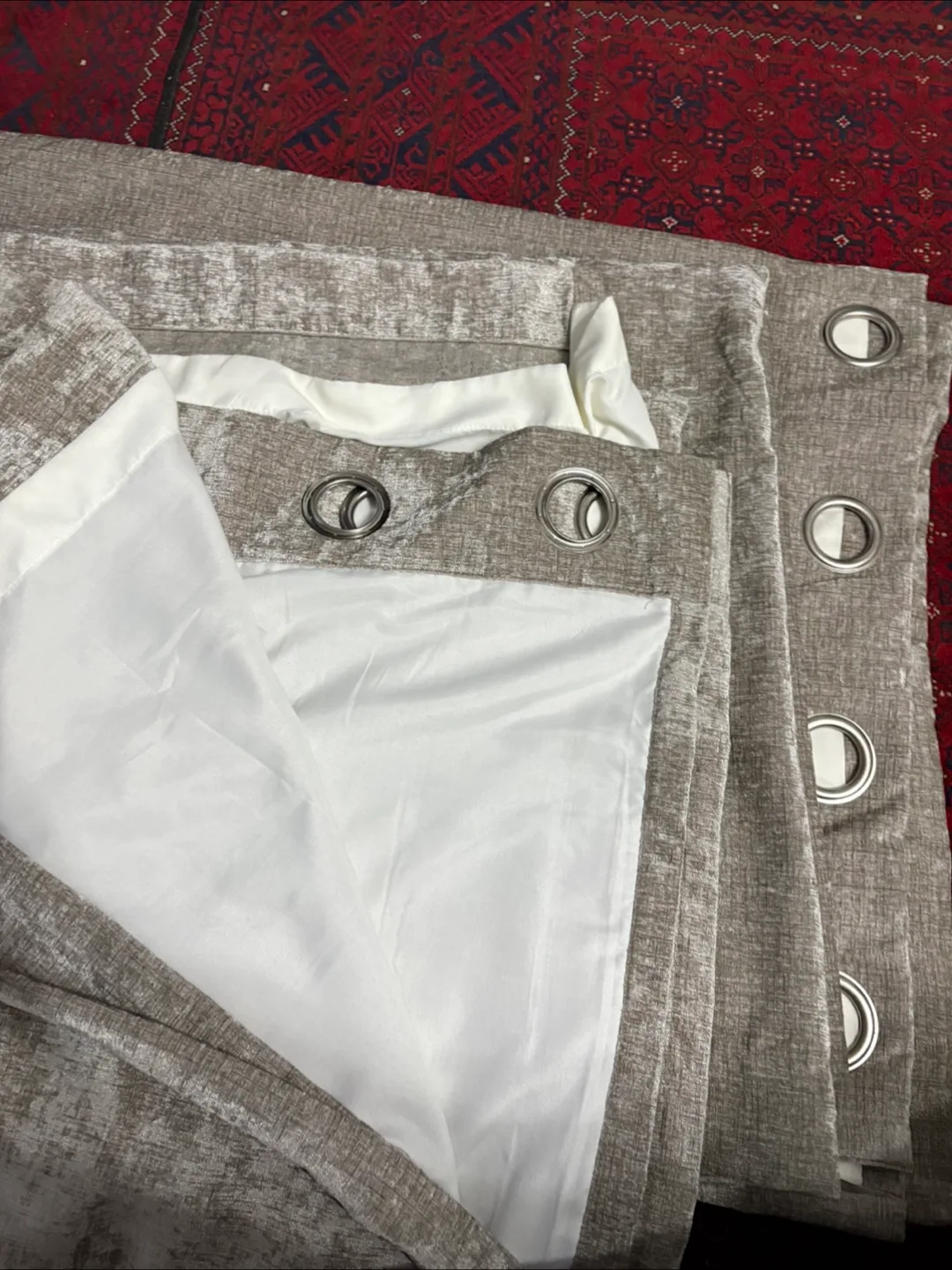 Three pieces Taupe Window Curtains image indicator(6)