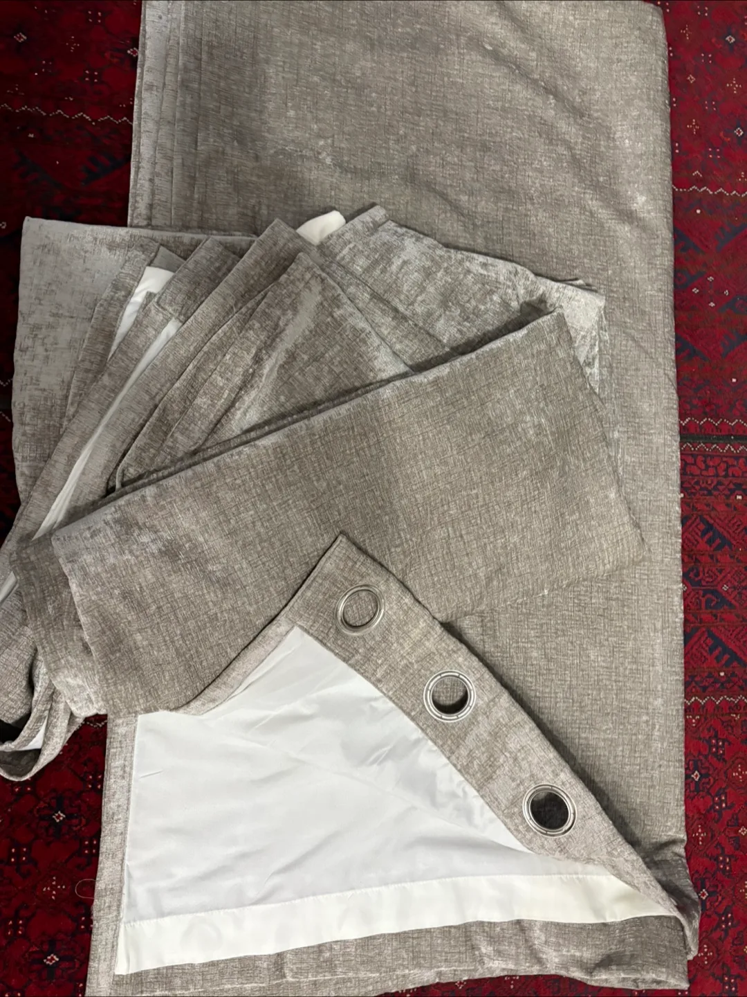 Three pieces Taupe Window Curtains image indicator(7)