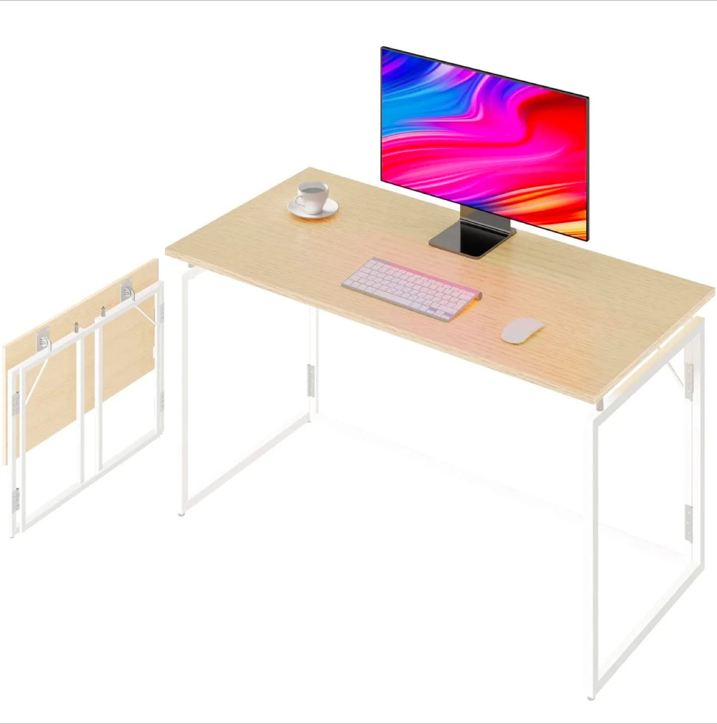 Alawooder Folding Desk - Beige, 40 Inch thumbnail