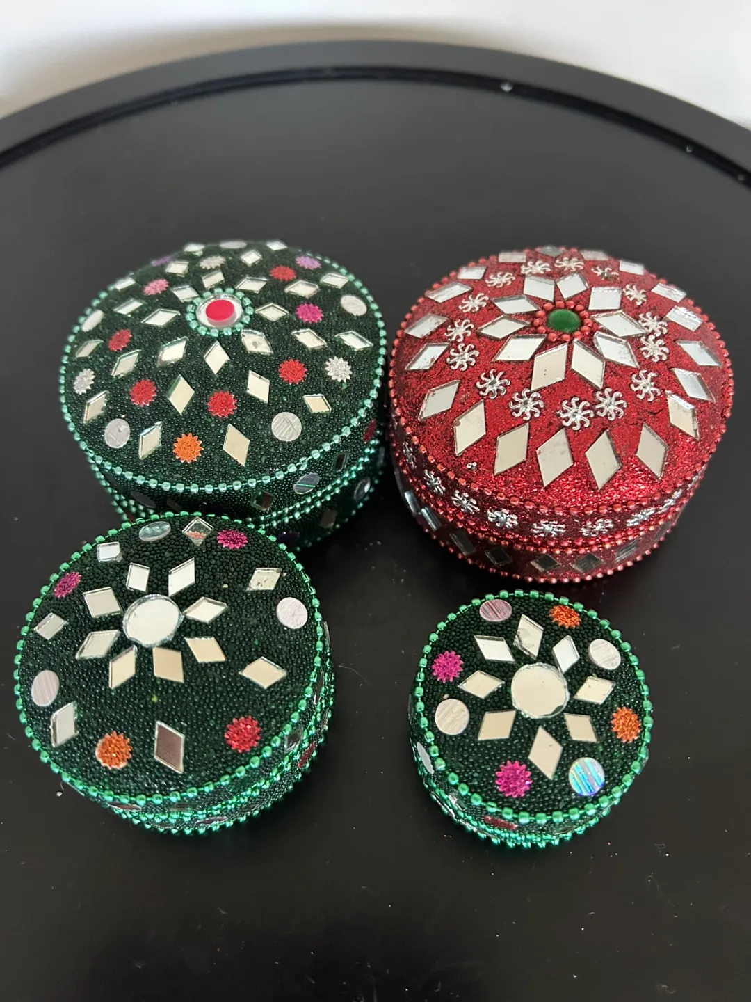 Set of 4 Decorative Beaded Trinket Boxes🇨🇦 thumbnail
