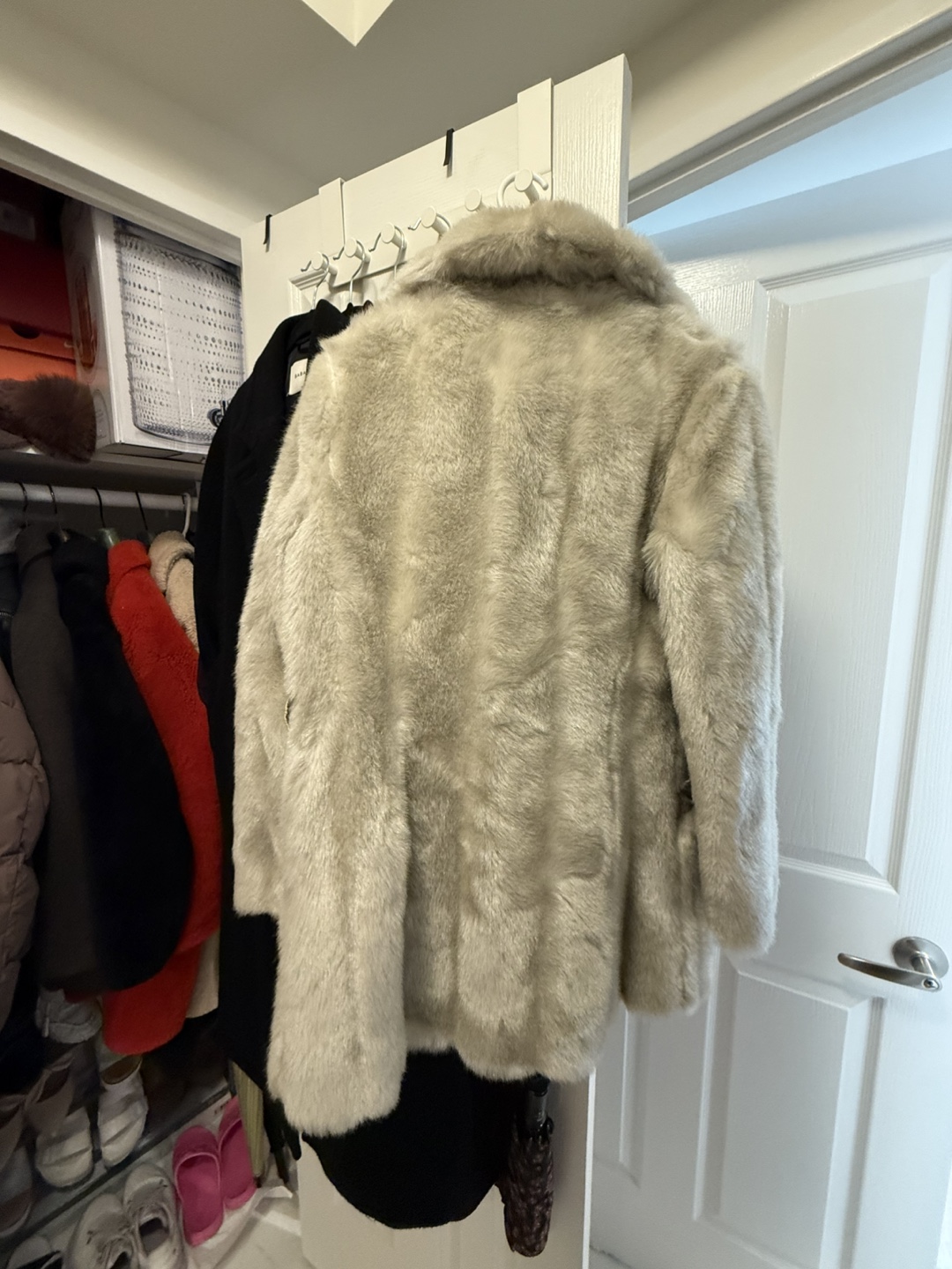 Gray/Silver Vintage Wool Faux Fur Coat - photo 2