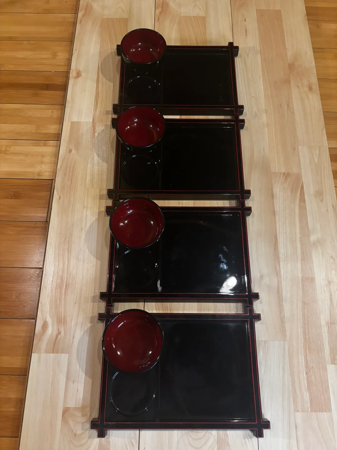 Japanese Lacquerware Tray with Bowl thumbnail