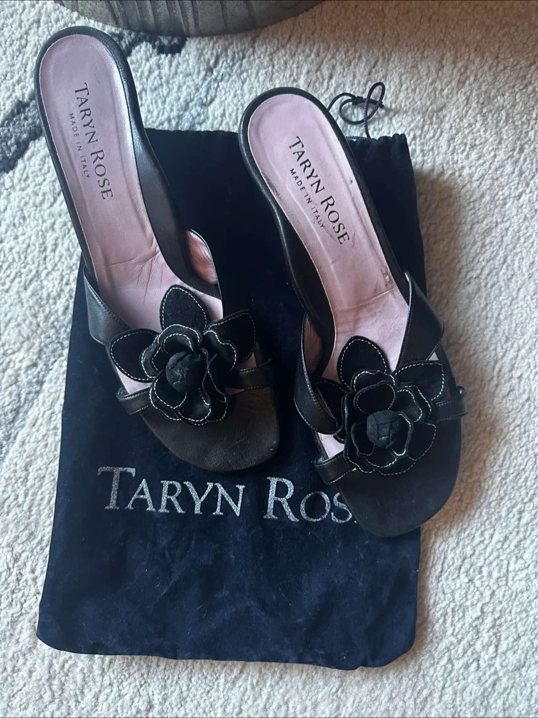 Taryn Rose black leather slides image indicator(5)