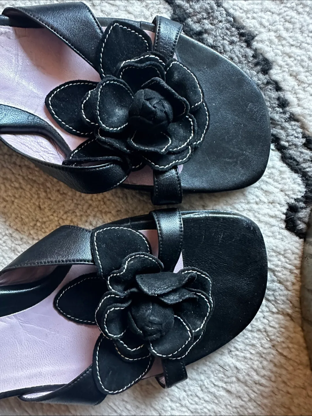 Taryn Rose black leather slides image indicator(2)