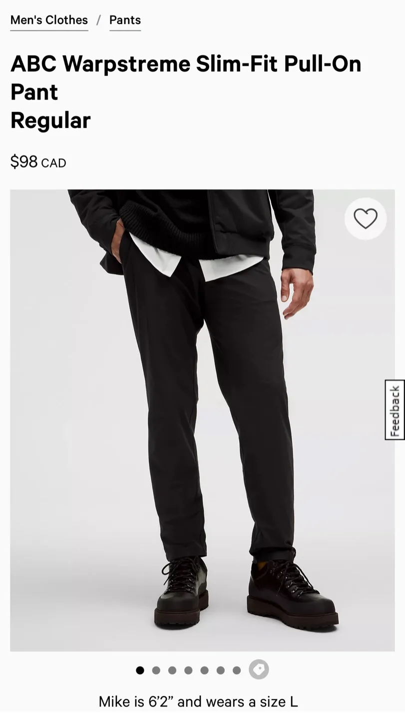 Brand new! Lululemon ABC Warpstreme Pull-On Pant, Size L thumbnail