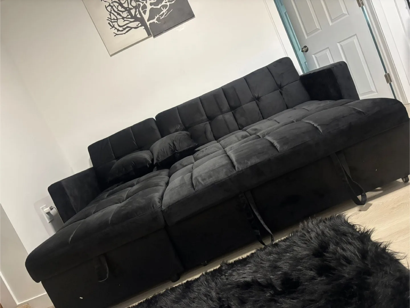 Black Sectional Pull Out Sofa Bed image indicator(2)