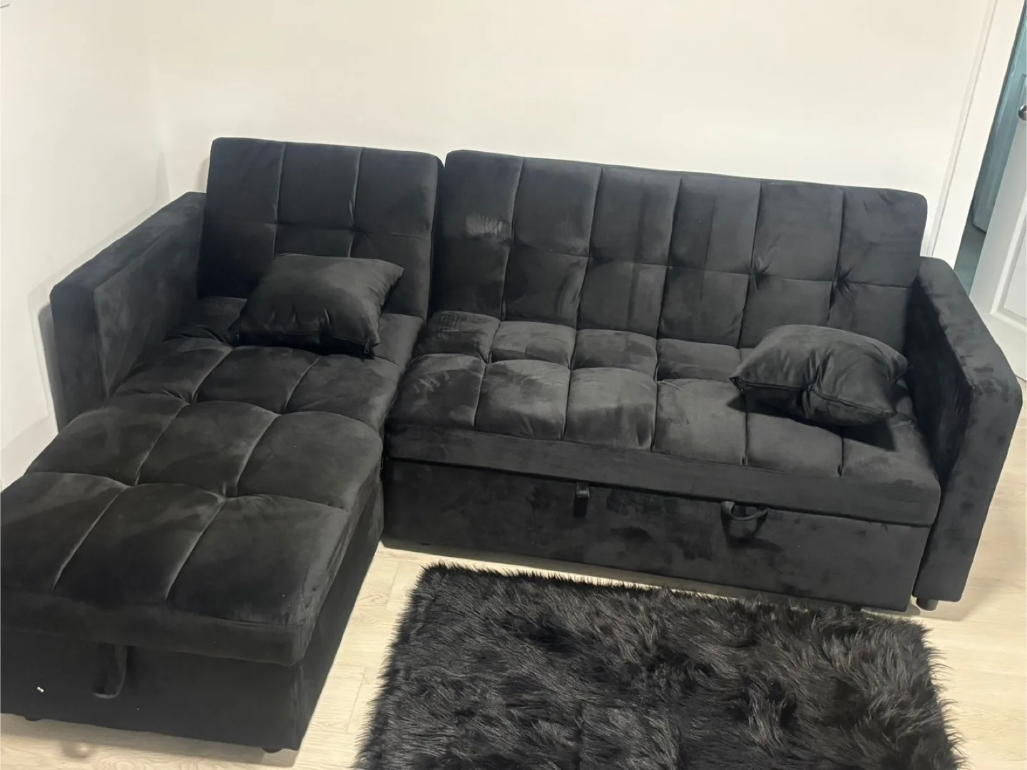 Black Sectional Pull Out Sofa Bed image indicator(10)