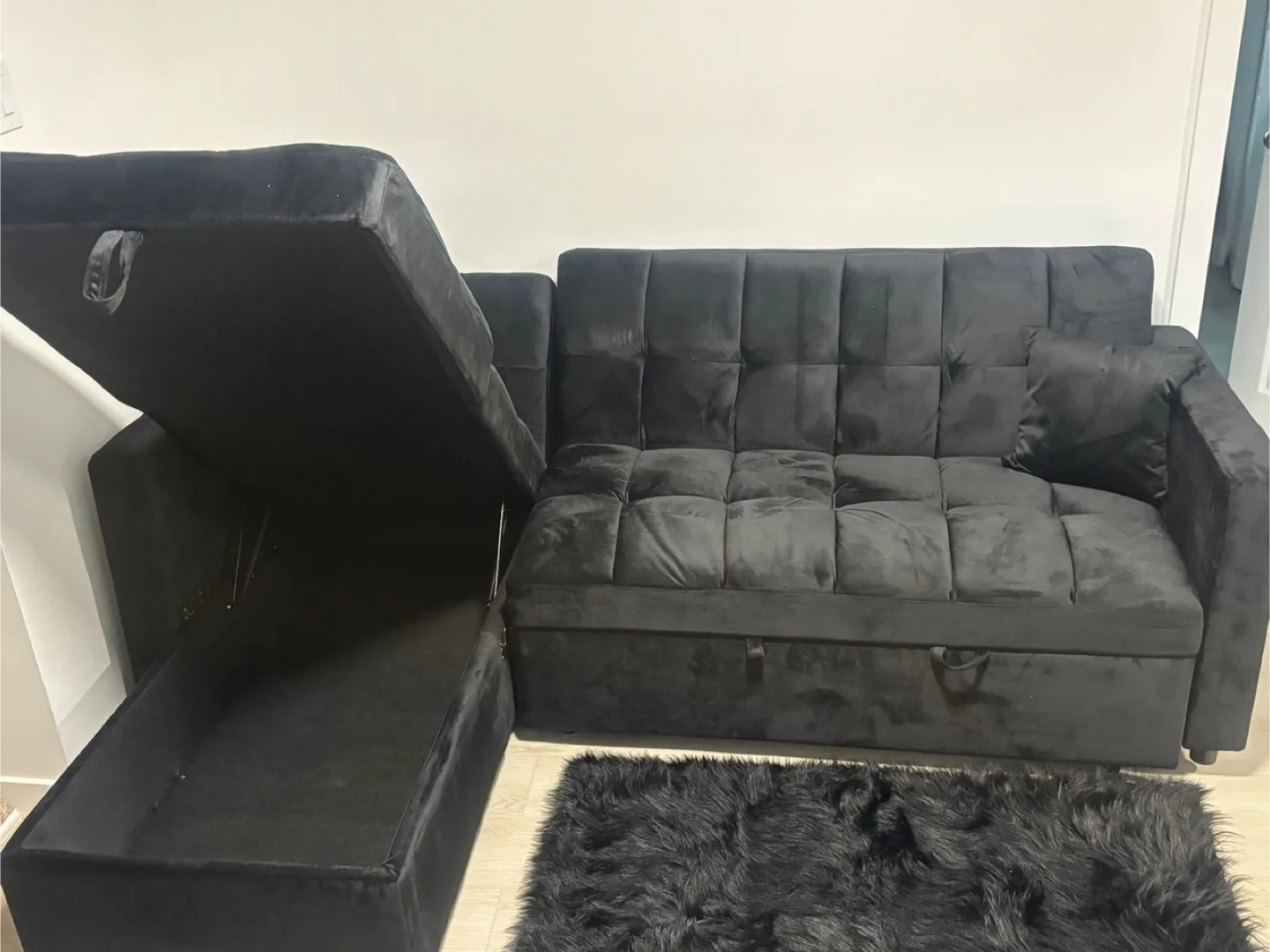 Black Sectional Pull Out Sofa Bed image indicator(8)