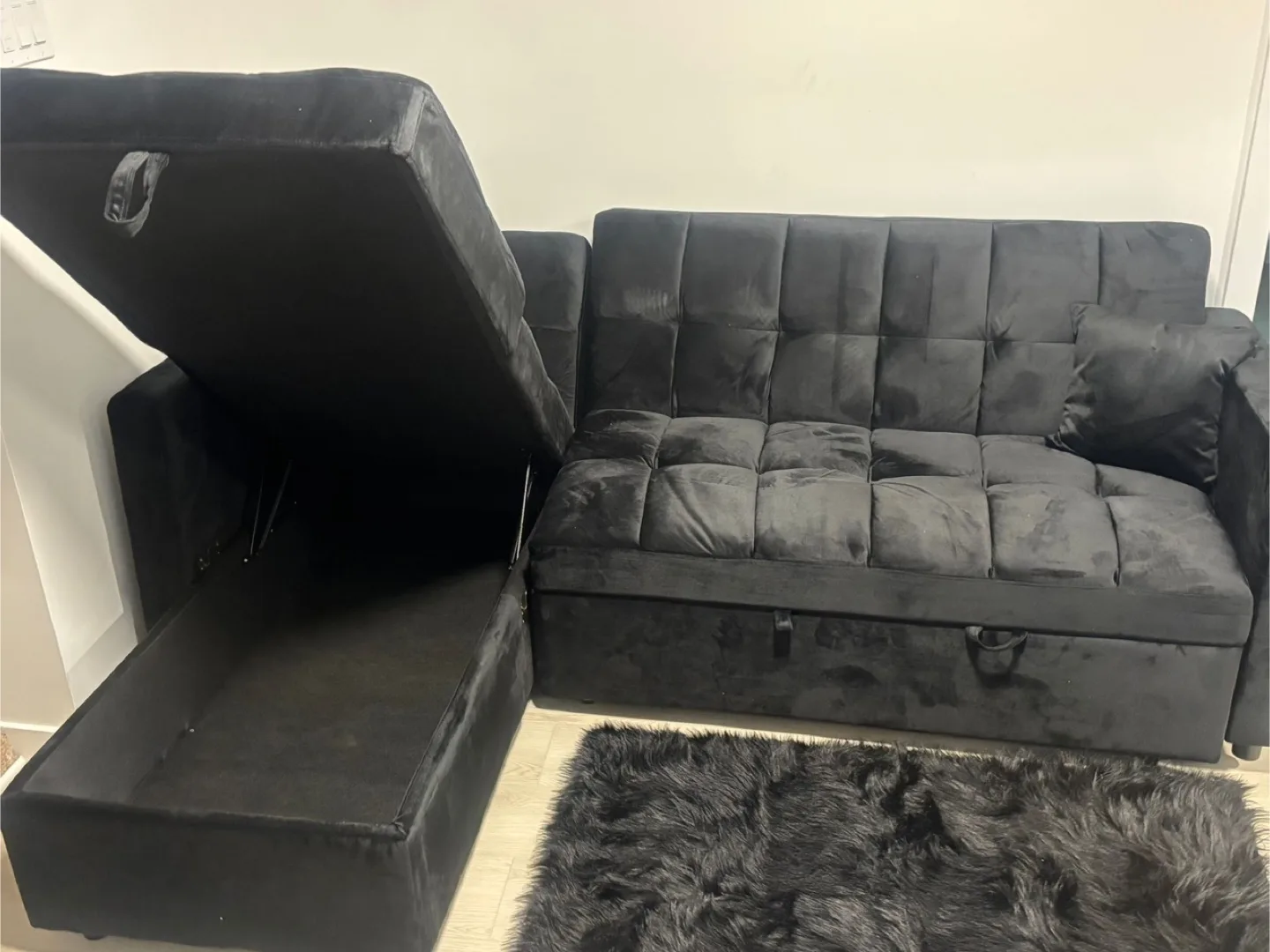 Black Sectional Pull Out Sofa Bed image indicator(9)