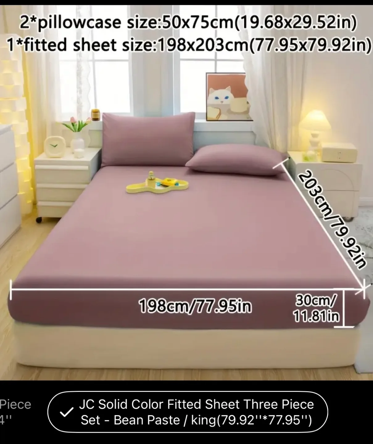 JC Solid Color Fitted Sheet Set - King Size image indicator(2)