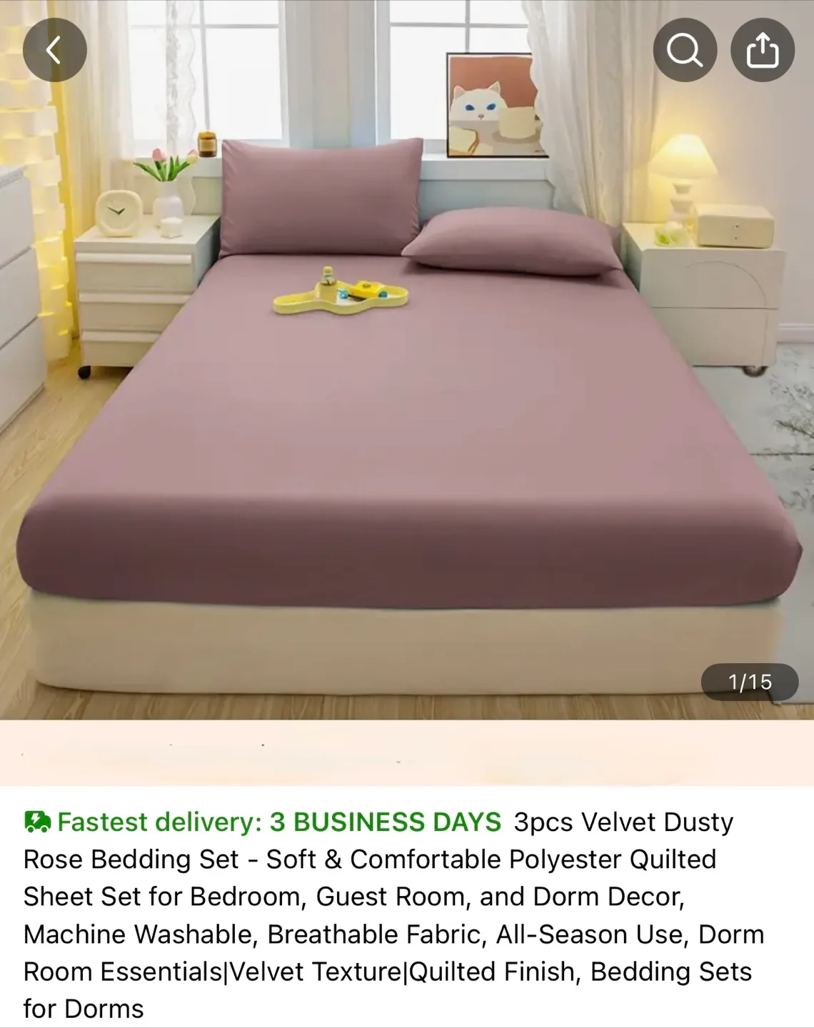 JC Solid Color Fitted Sheet Set - King Size thumbnail