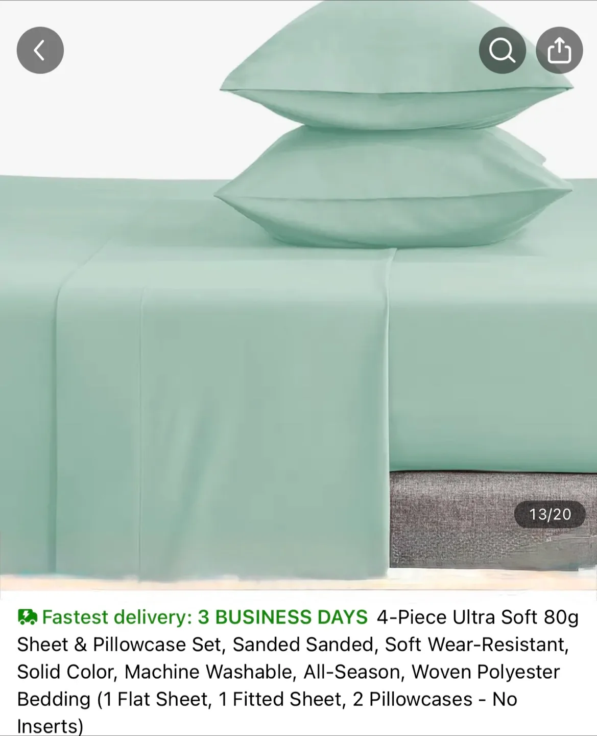 Light Green King Size Sheet & Pillowcase Set image indicator(2)