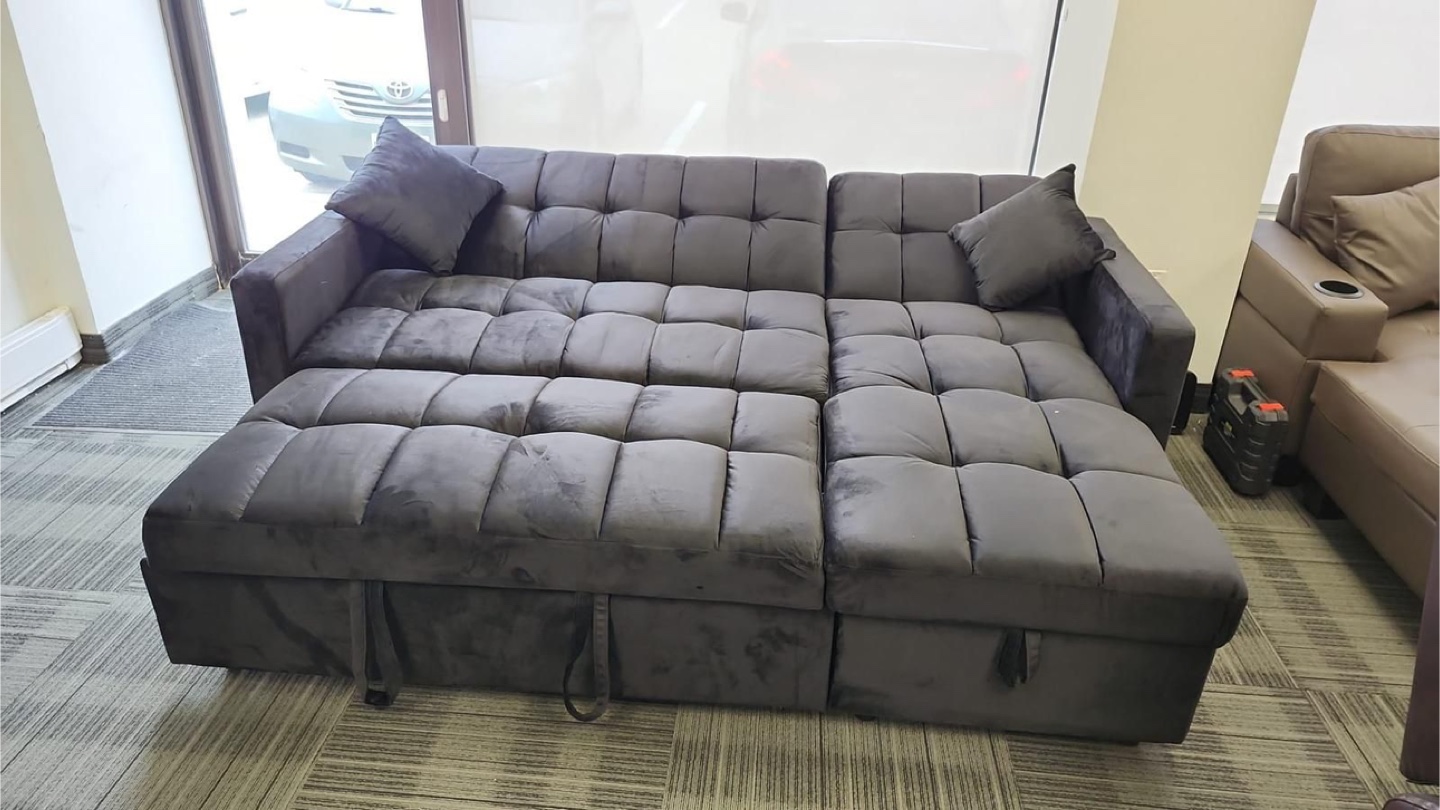 Grey Sectional Sofa Bed with Storage