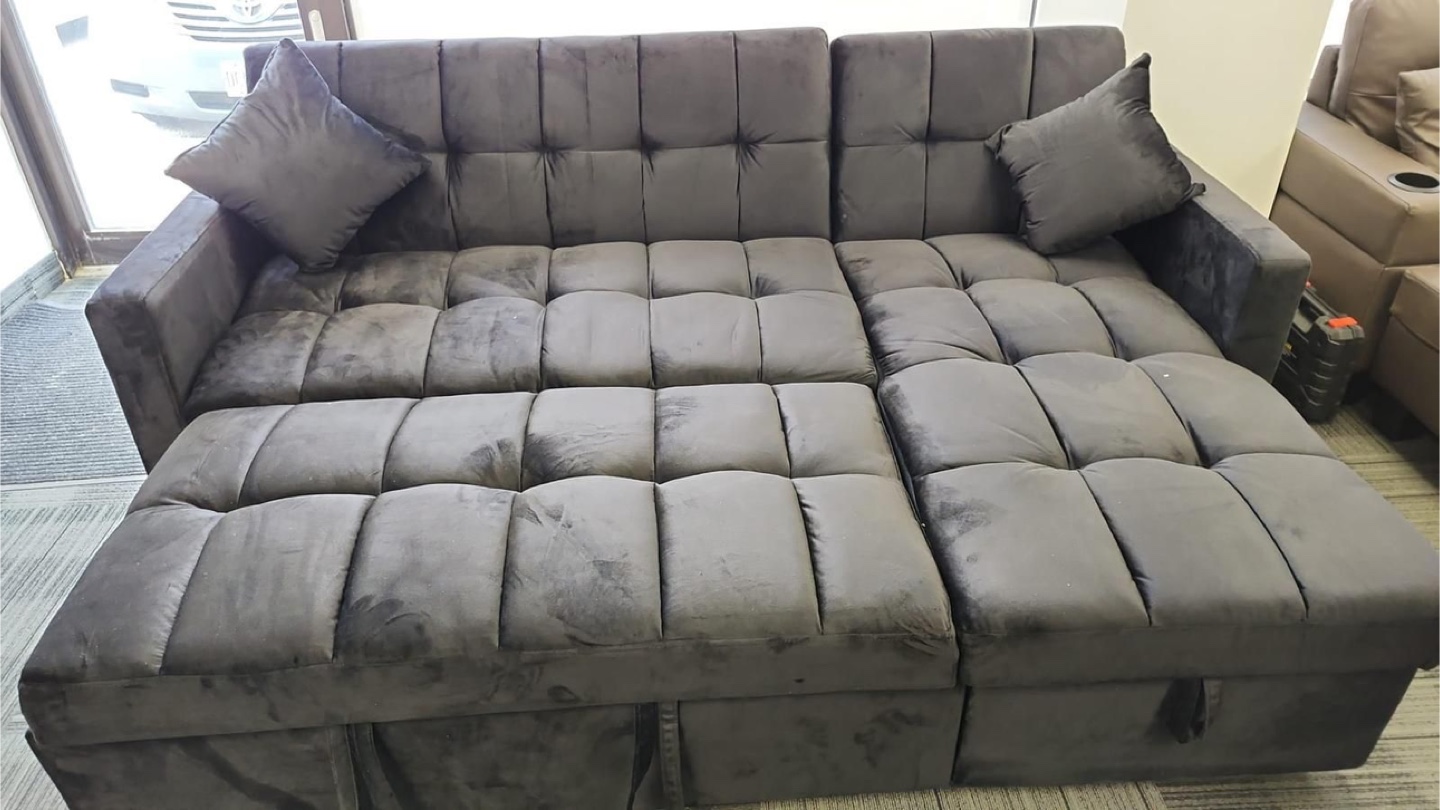Grey Sectional Sofa Bed with Storage - photo 5