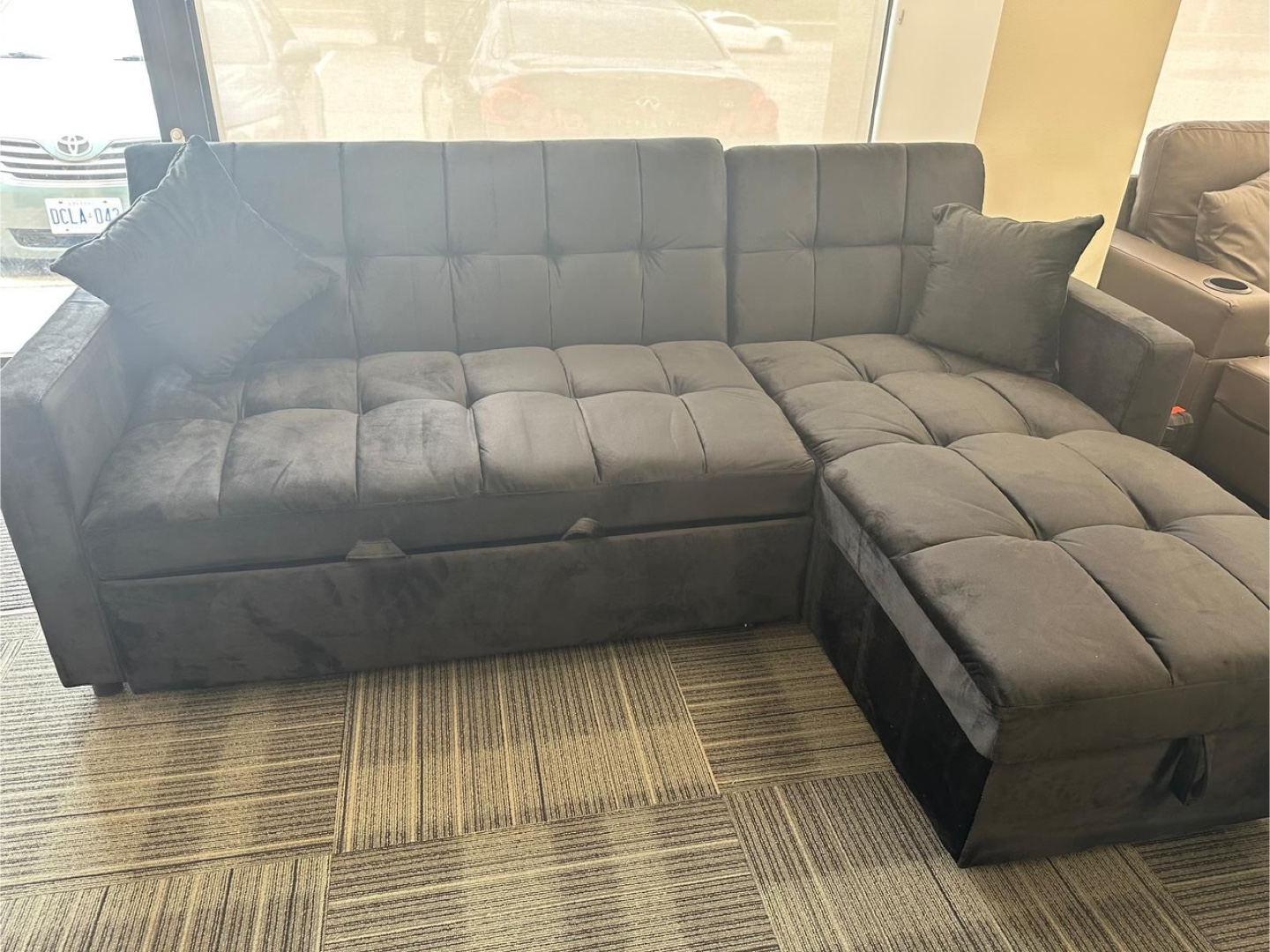 Grey Sectional Sofa Bed with Storage - photo 3