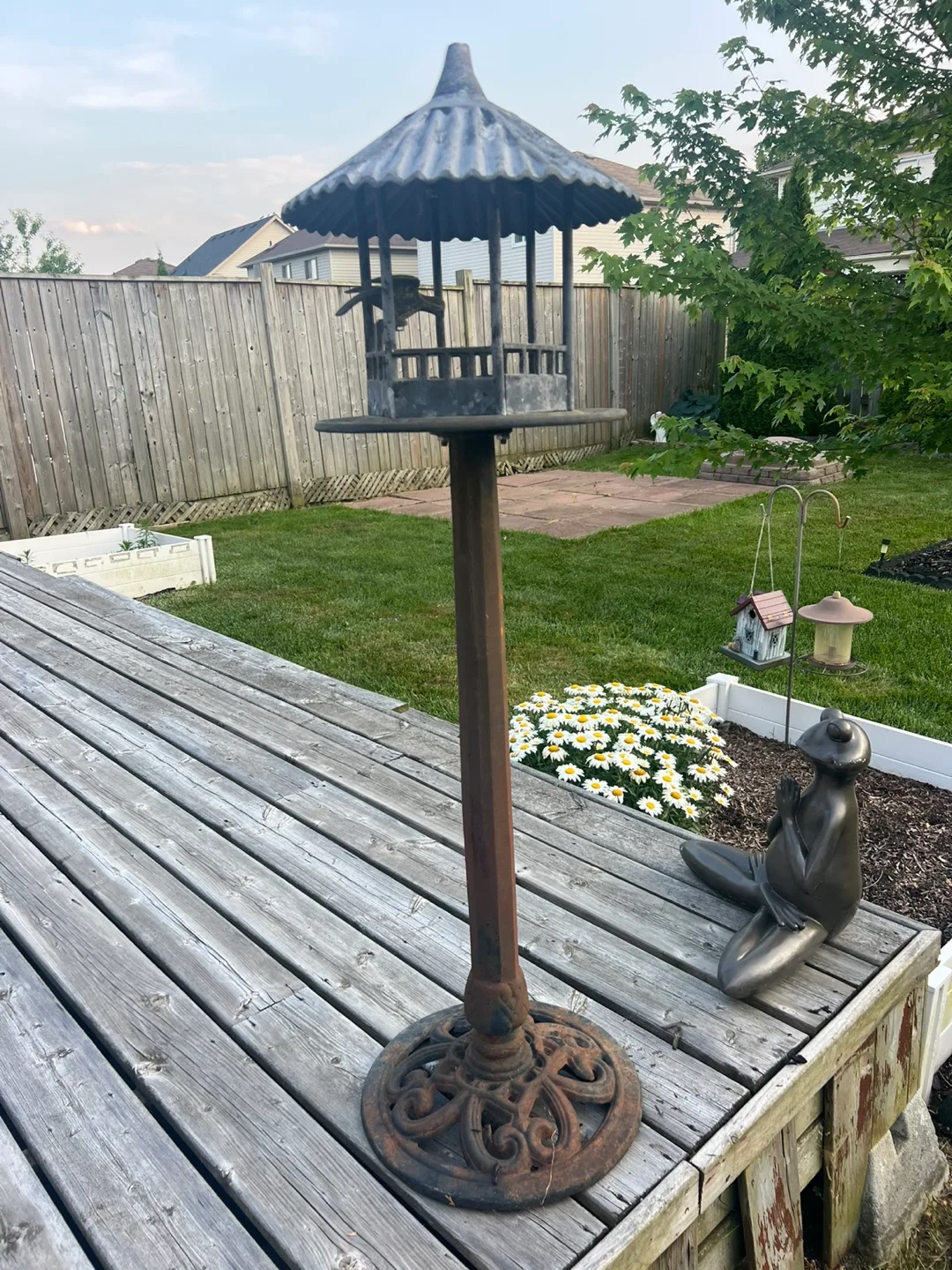 Vintage Cast Aluminum and Iron Bird Feeder thumbnail