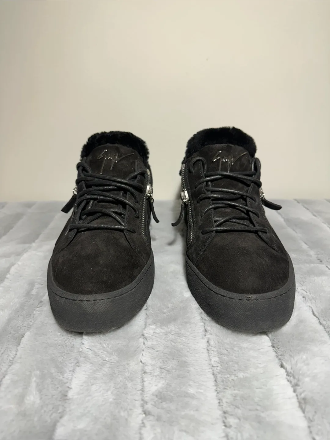 Giuseppe Zanotti Black Suede Sneakers, Size 44 thumbnail