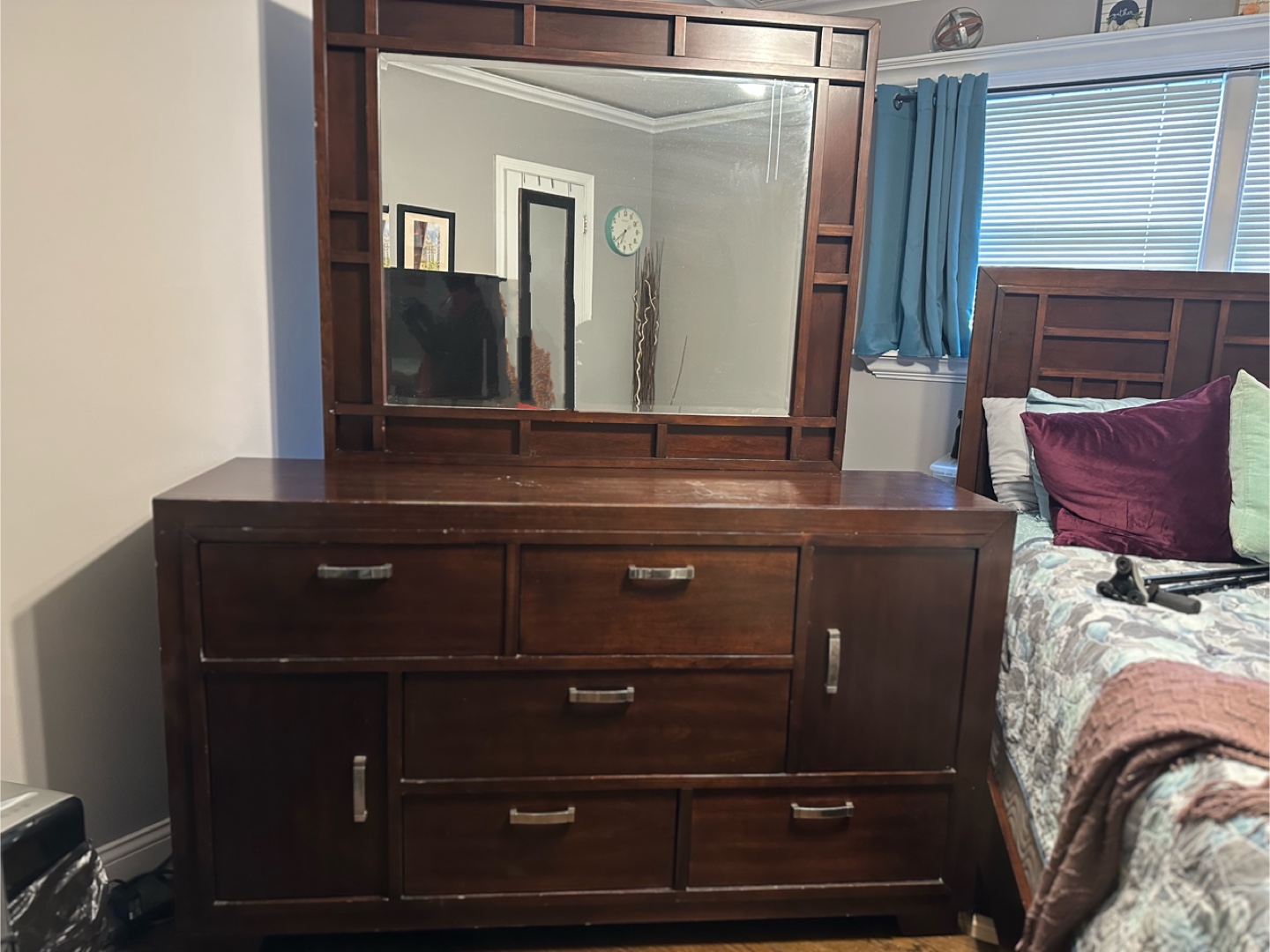 Wooden Dresser with Mirror