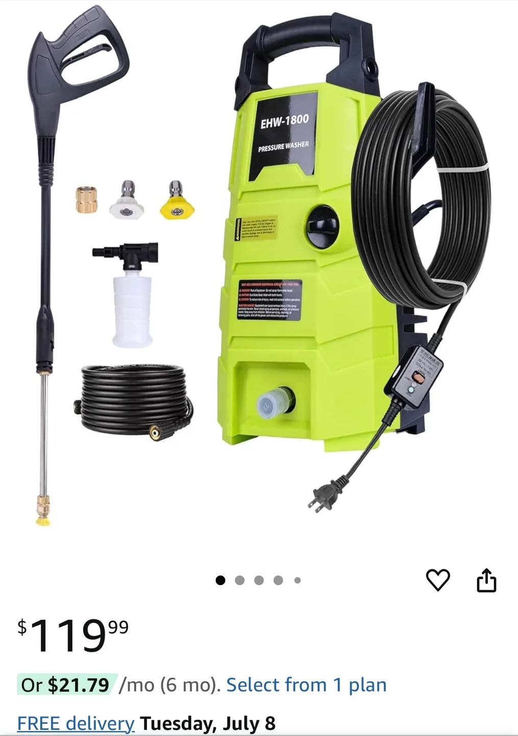 EHW-1800 Pressure Washer image indicator(3)