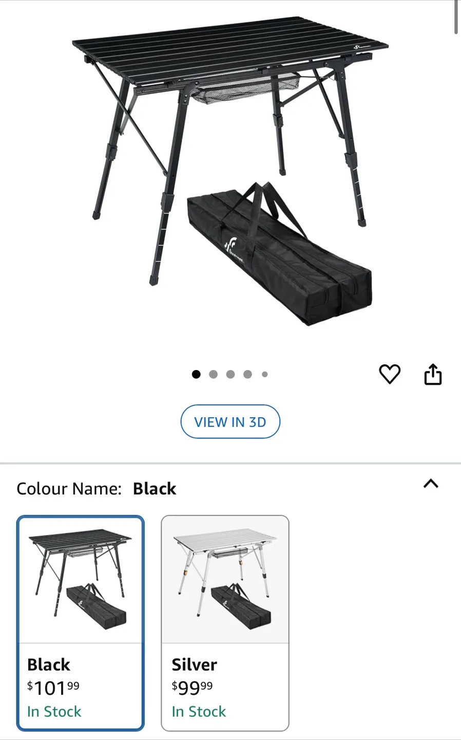 Sportneer Black Adjustable Camping Table image indicator(3)