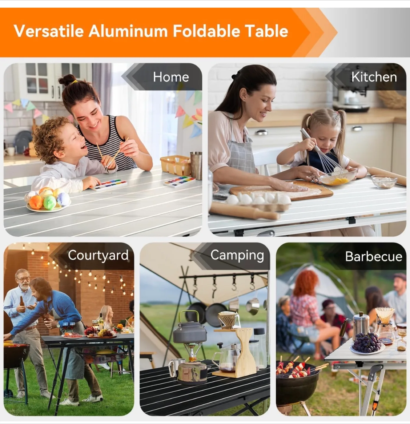 Sportneer Black Adjustable Camping Table image indicator(10)