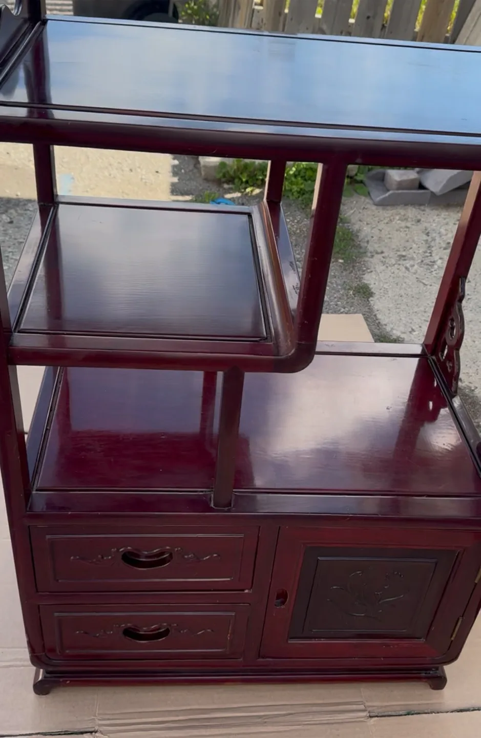 Dark Red Chinese Wooden Display Shelf thumbnail