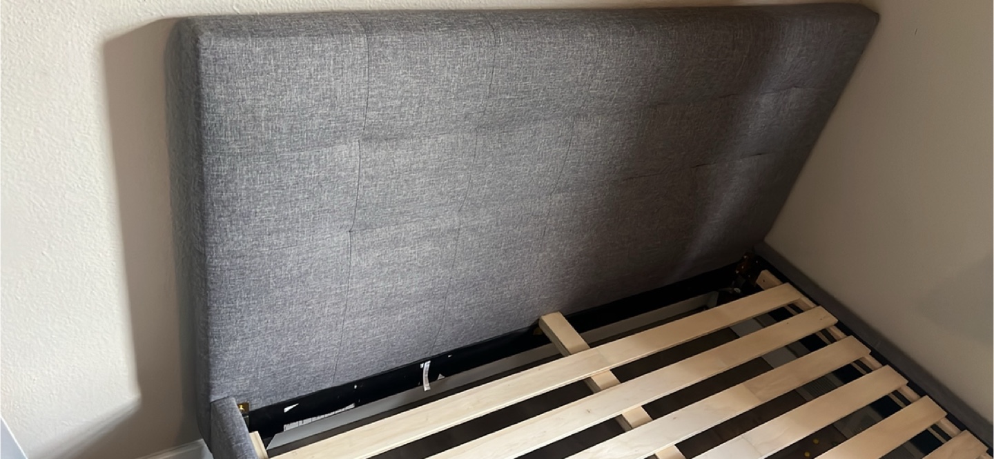 Grey Upholstered Queen Bed Frame - photo 5