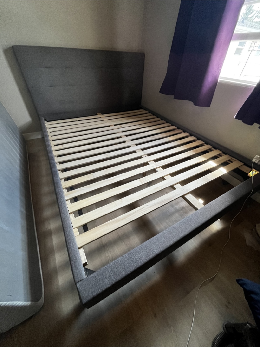 Grey Upholstered Queen Bed Frame - photo 2