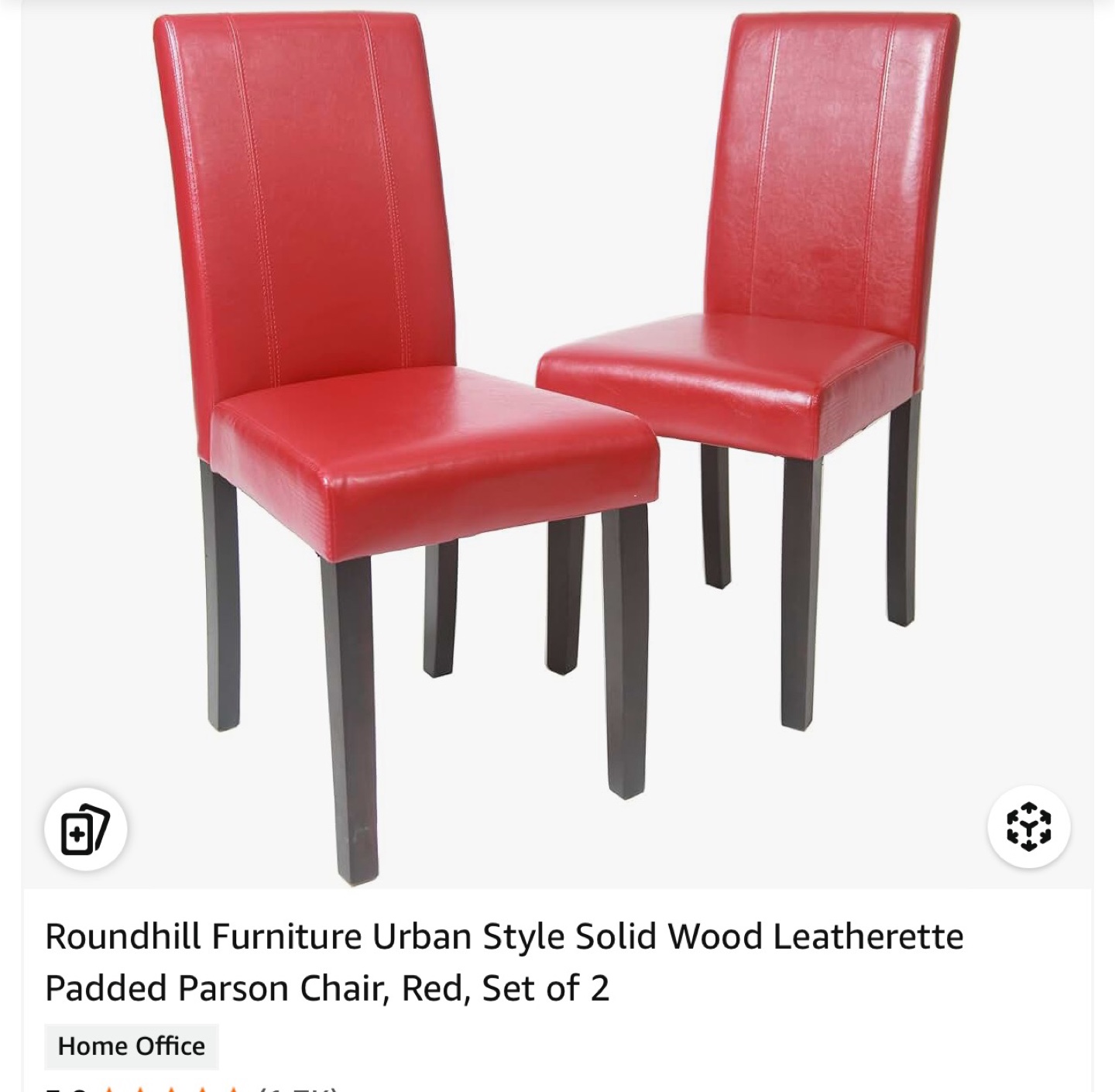 Roundhill Red Leatherette Padded Parson Chairs (Set of 2) - photo 2