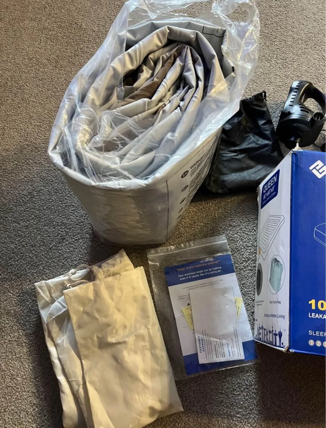 NEW 9” Queen Air Mattress, Cordless USB Air Pump Included image indicator(6)