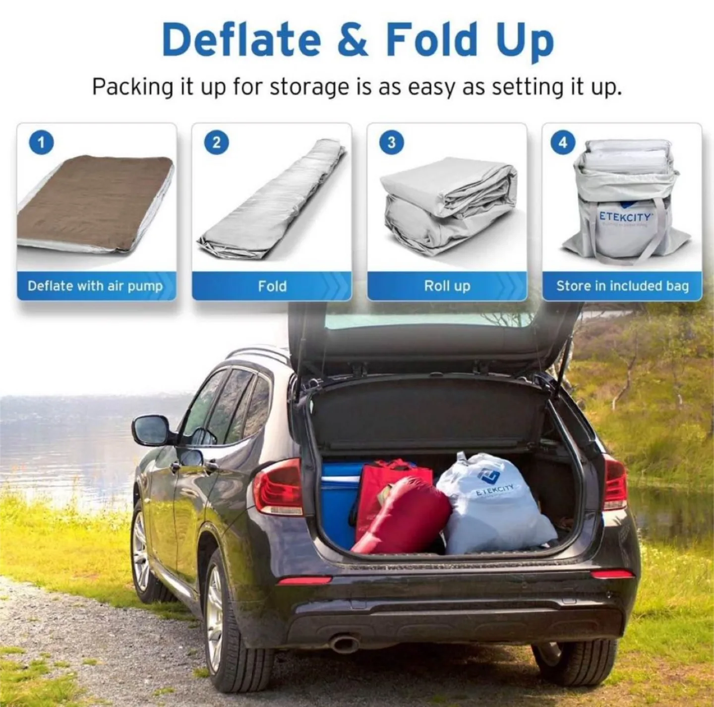 NEW 9” Queen Air Mattress, Cordless USB Air Pump Included image indicator(9)