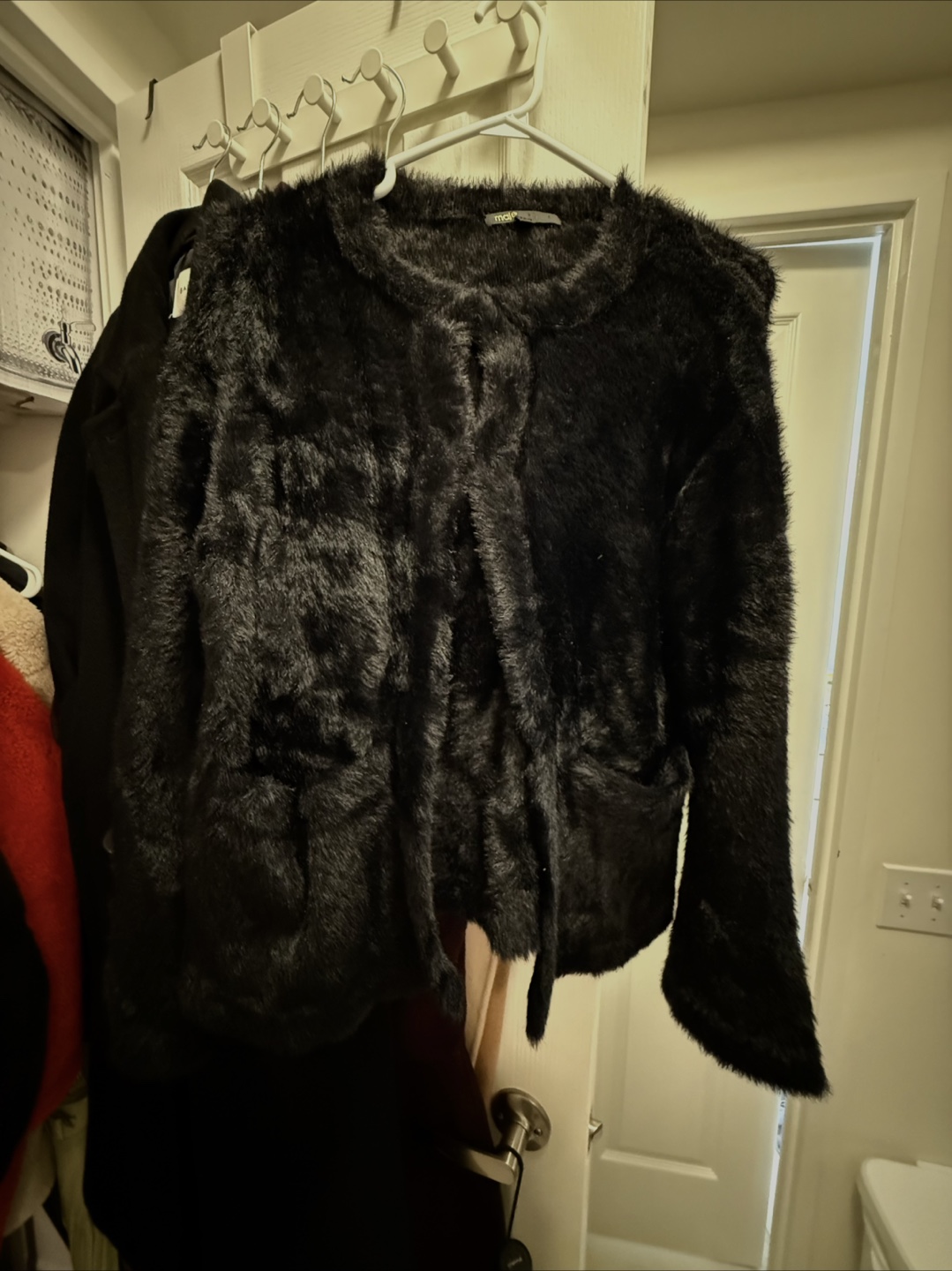 Maje Black Faux Fur Cardigan/Sweater with Bow - photo 4