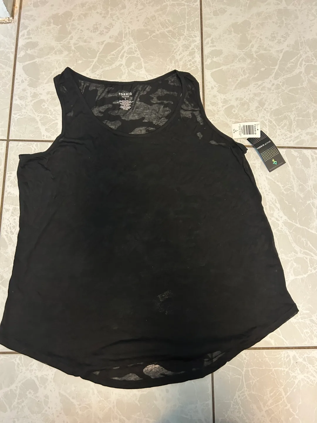 Torrid Active Black Camo Burnout Tank - Size 1X (14-16) thumbnail