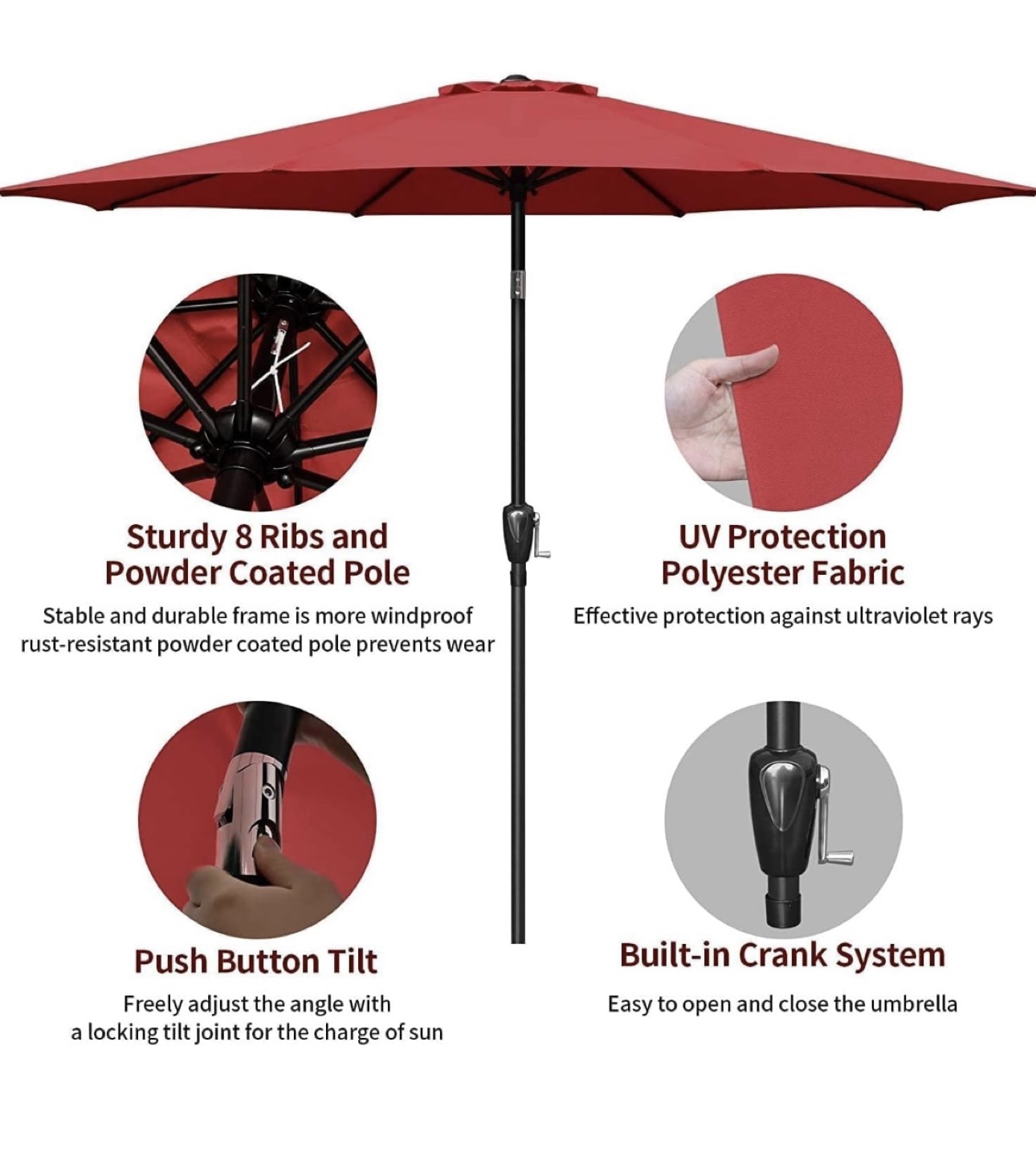 BRAND NEW Red Outdoor Umbrella - 9ft Diameter - photo 2