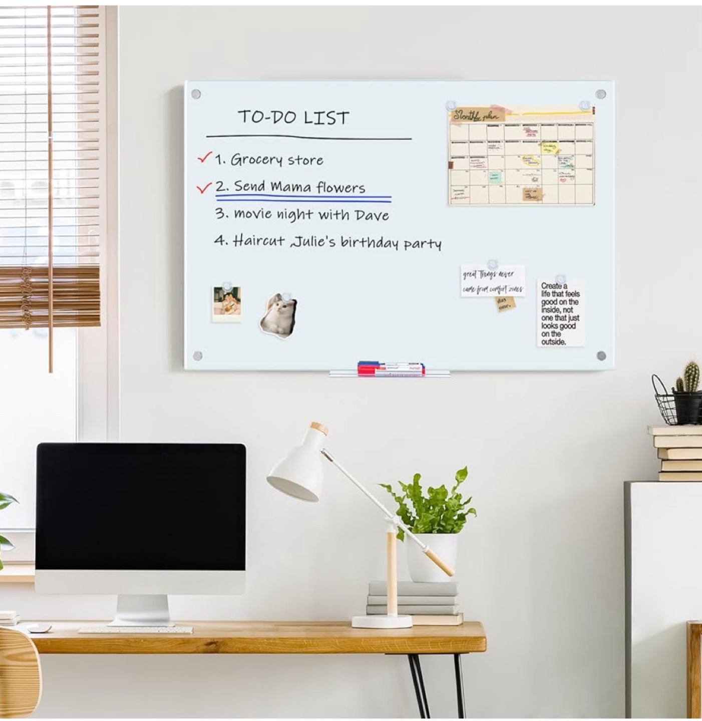 Magnetic glass whiteboard set (erasers and magnets included) - photo 2